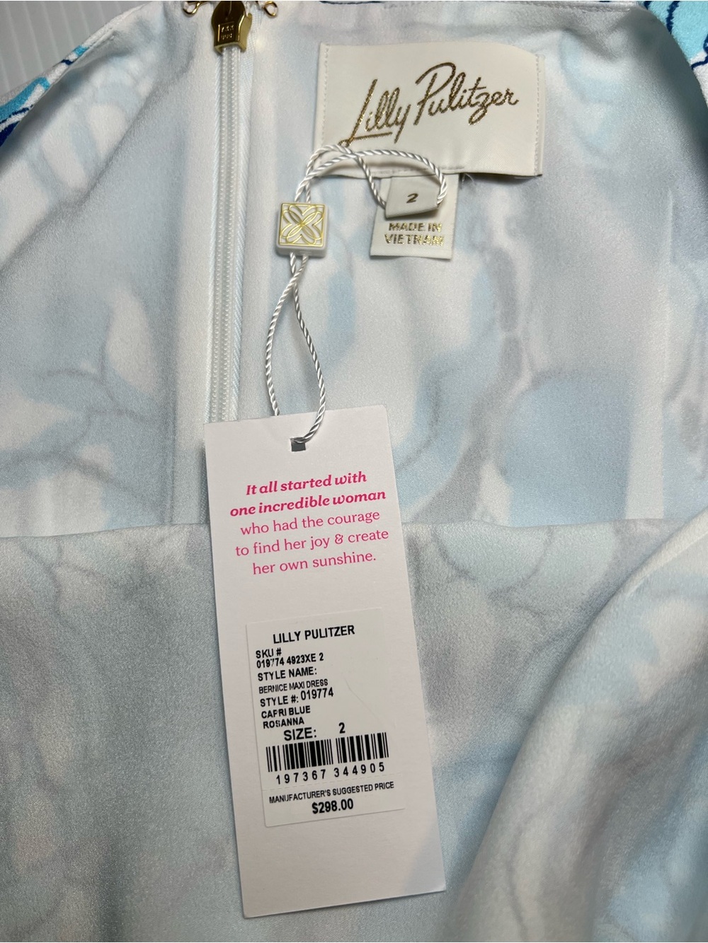 NWT Lilly Pulitzer Capri Blue Rosanna Bernice Maxi Dress Size 2 - Picture 10 of 16